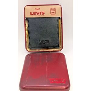 Levi's Men's Wallet RN129919 with RFID 31LP220043 Black Brand New Metal Tin